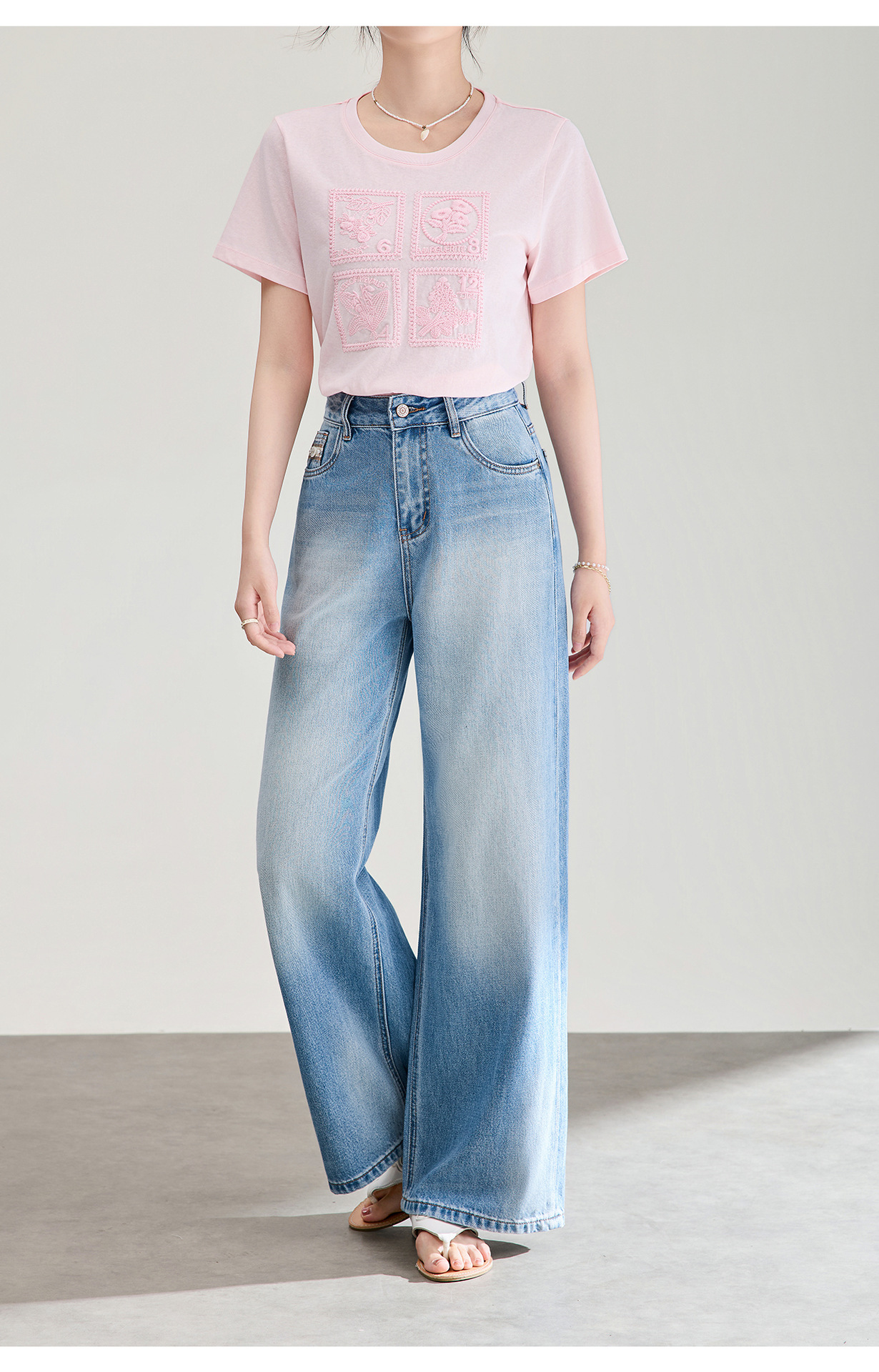 Quần jean nữ ống rộng chất liệu cotton giặt mềm, dáng rộng thùng thình phong cách denim — xanh lam chi tiết 20
