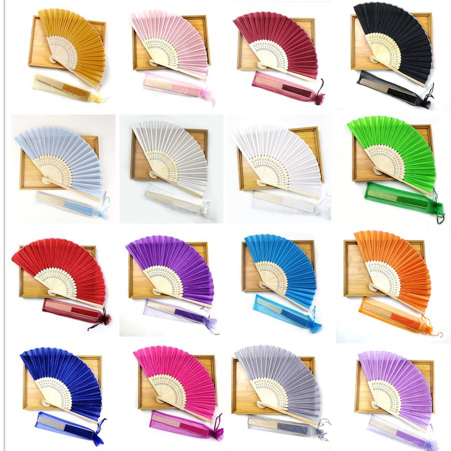 En stock ventilador llano transfronterizo con traje de gasa traje de ventilador plegable traje de baile blanco traje de ventilador de la boda regalo de retorno