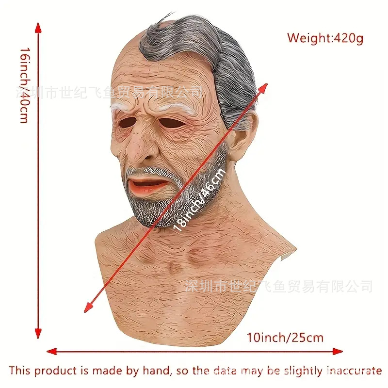Máscaras de ancianos cabeza de ancianos abuela látex máscara facial Halloween horrores transfronterizos props fábrica en stock