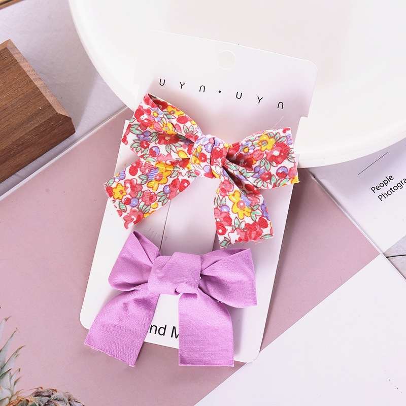 Sweet Flower Bow Knot Cloth Printing Hair Clip 2 Pieces display picture 4