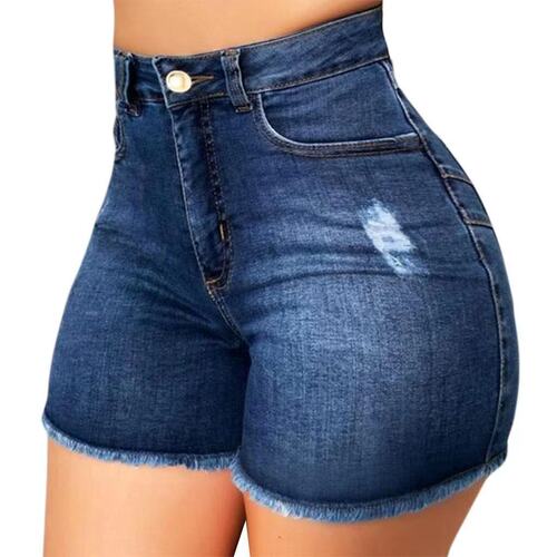Factory AliExpress independent website best-selling elastic slim-fit elegant flowing denim shorts