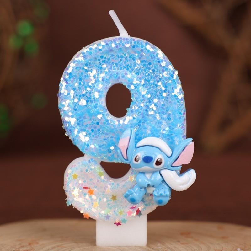 ブルーステッチデジタルキャンドル誕生日ケーキデコレーションパーティーオーナメントプラグインクロスボーダー特別な手作りキャンドル0-9|undefined