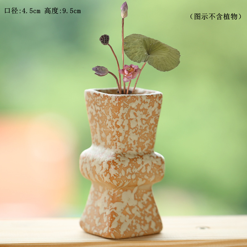 Stoneware Vase, Antique Wood-Fired Hydroponic Flower Vessel, New Chinese Style Decorative Ornaments, Antique Vase, Chinese Style Exquisite