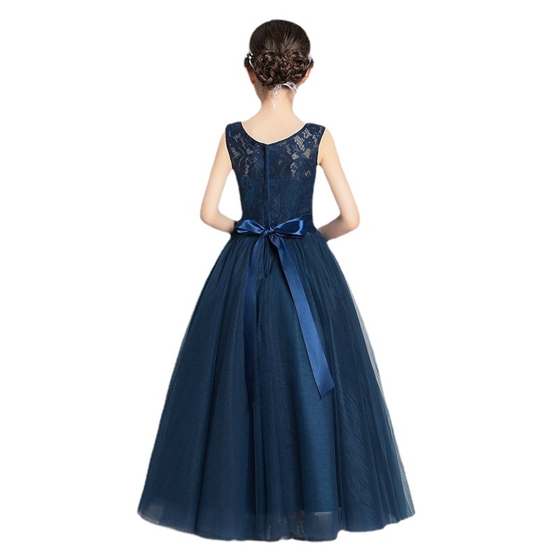 Girls' Lace Evening Dress Children's Wedding Tulle Dress Stylish Flower Girl Choir Performance Costume_voghion.com