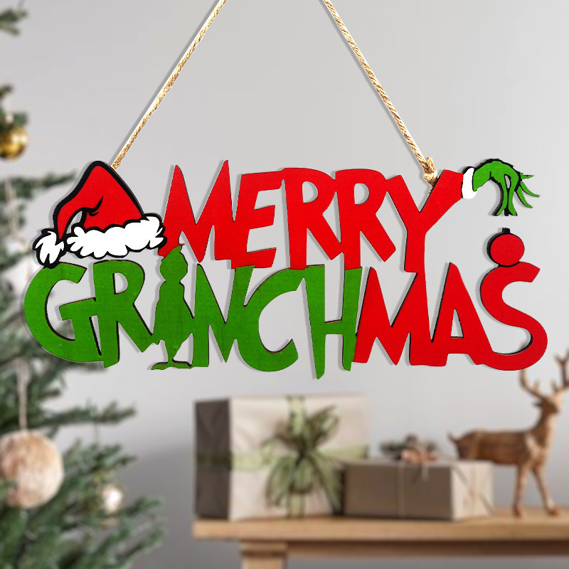 アマゾンクロスボーダークリスマス木製看板クリスマスツリー装飾品前門グリーンパーティー装飾用品|undefined