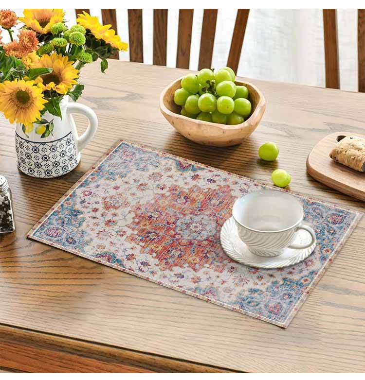 Linen Material Argyle Pattern Vintage Style, Bohemian Style Style Vintage Style Bohemian Style Argyle Linen Placemat 1 Piece