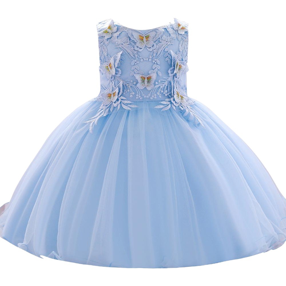 2024 años de edad mariposa vestido bordado princesa vestido Niña de la luna llena Forro de algodón vestido de bebé vestido de cumpleaños niños