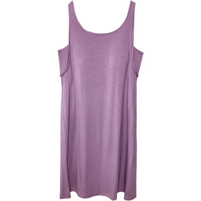 Camisón modal de verano de las mujeres sin mangas camisola vestido con almohadilla en el pecho largo sobre la rodilla sexy pijamas de verano al por mayor