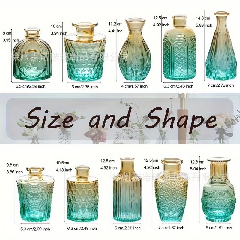 Luz de lujo simple retro mini jarrón de vidrio en vidrio de viento pequeño jarrón de flores flores flores secas flores decoración de oficina