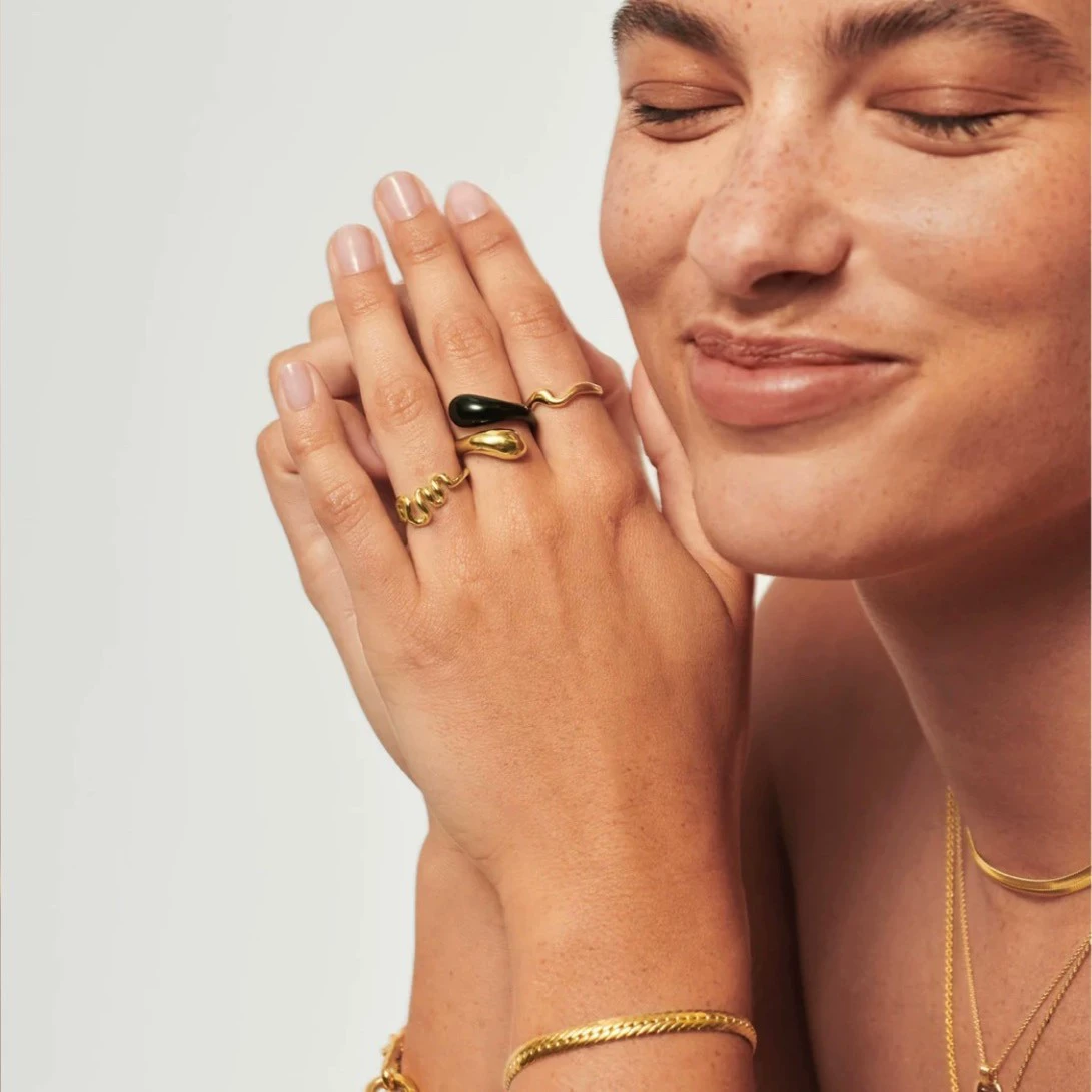 Fashionable retro brand small design ring stainless steel, European style