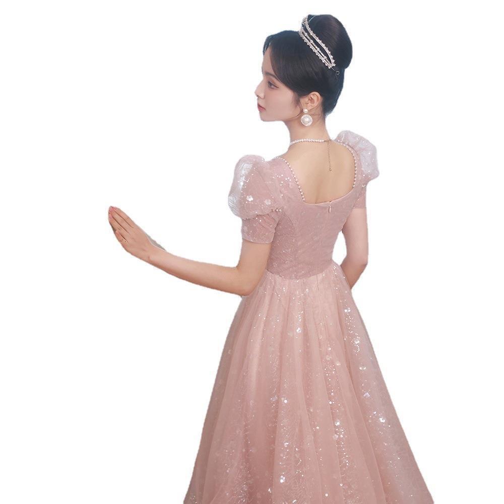 Vestido de noche rosa para mujer, nuevo estilo 2026, elegante, de lujo ligero, estilo nicho, estilo francés, estilo hada, para ceremonia de adultos.