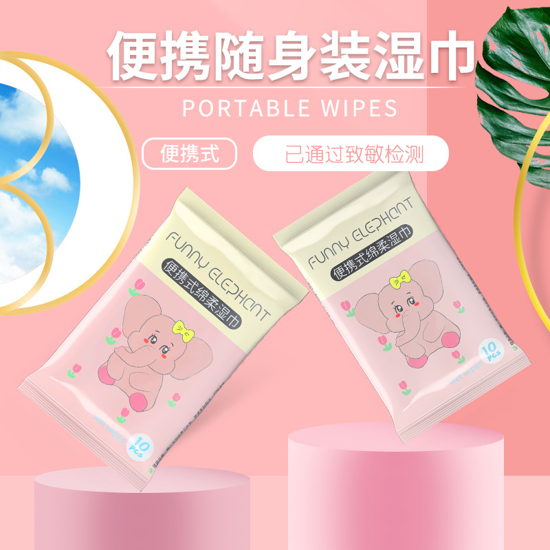 Wet Wipes Baby Small Pack Children's Personal Care Wet Wipes Wholesale Gift Dropshipping Towels Washable Mouth Mini Ten Pcs Mini