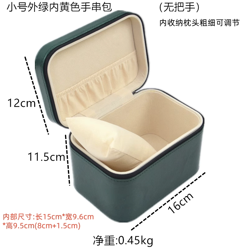 Emerald bracelet walnut, watch, storage system with zipper, stand, gift box, gold and silver