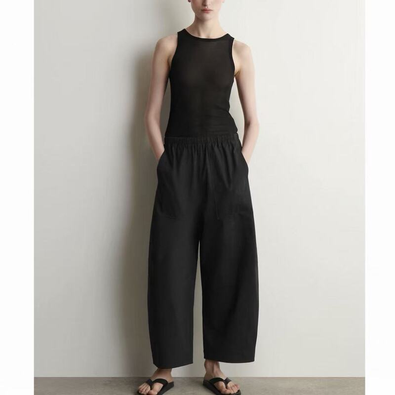 Cs Women's Casual Cotton Blend Workwear Barrel-Shaped Pants Casual Long Pants 2026 Summer New Product 1337107001 Cs Women's Casual Cotton Blend Workwear Barrel-Shaped Pants Casual Long Pants 2026 Summer New Product 1337107001