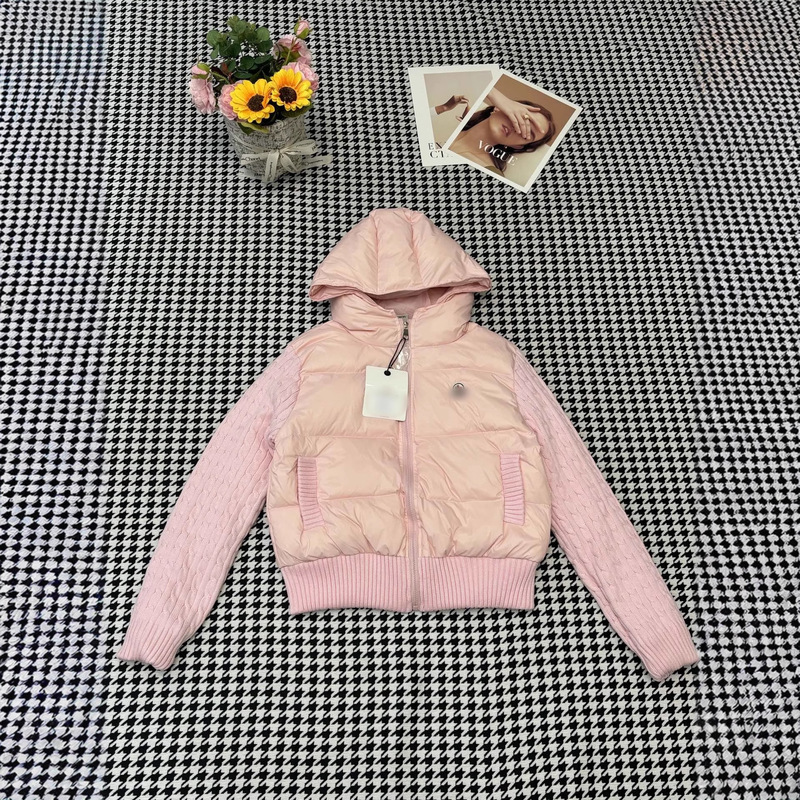 M5 New Autumn and Winter Korean Style Fashionable Short Knitted Splicing Hooded down Jacket