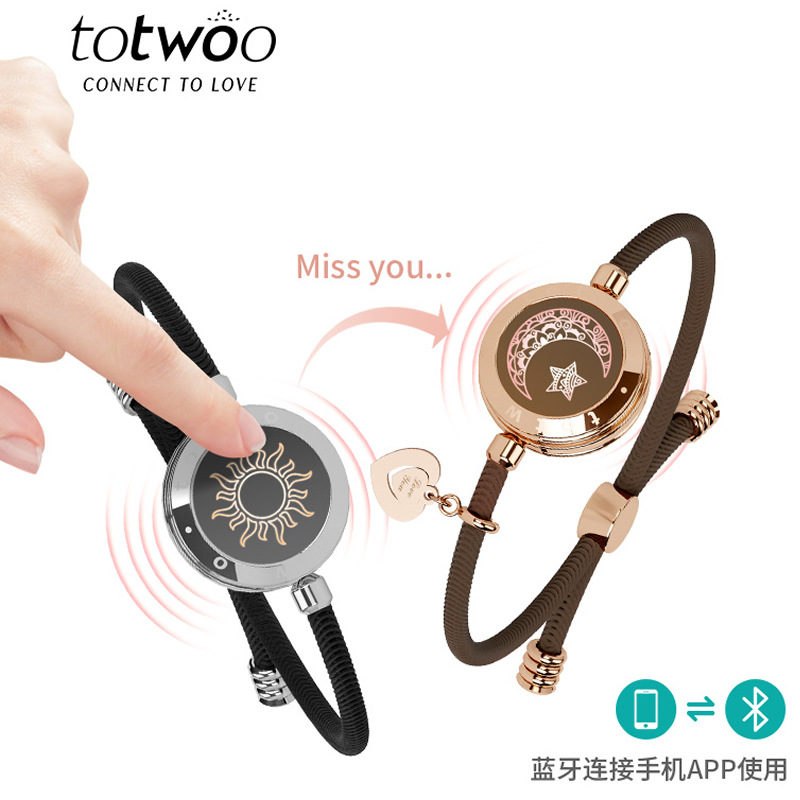 Totwoo inteligente pareja pulsera sol y luna amantes flash vibración de larga distancia amor artefacto inducción pulsera interactiva pulsera