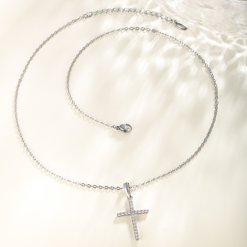 Xuping crucifix collar accesorios hip-hop estilo punk minimalista micro incrustado con perforación clavícula joyas clavículas cadena clavícula