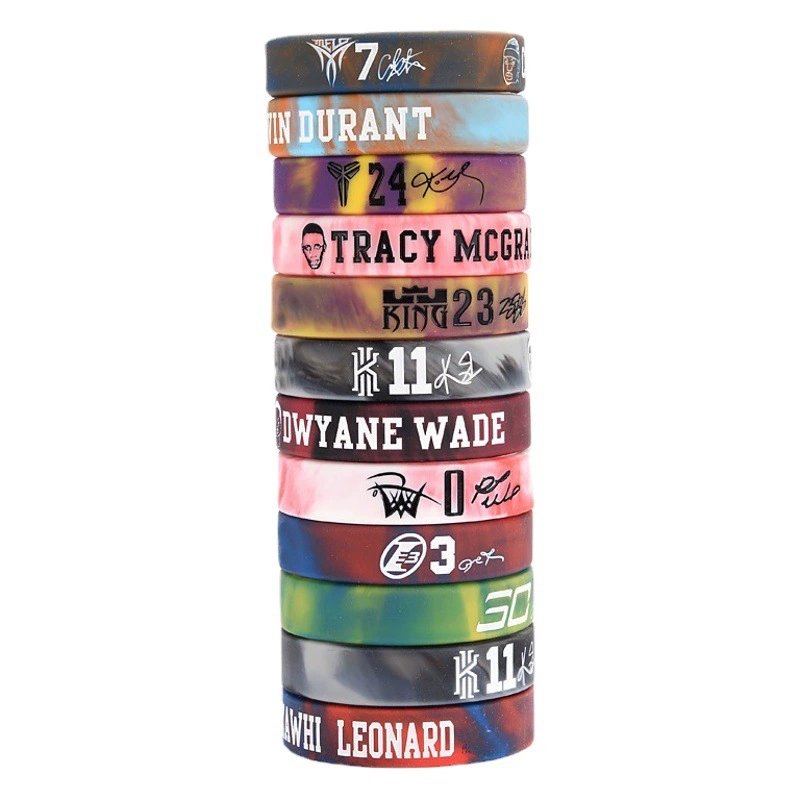 Браслет для баскетбола с аватарами Коби, Джеймса, Керри, Ирвинга, Хардена, Дюранта, силиконовый, светящийся, для фанатов