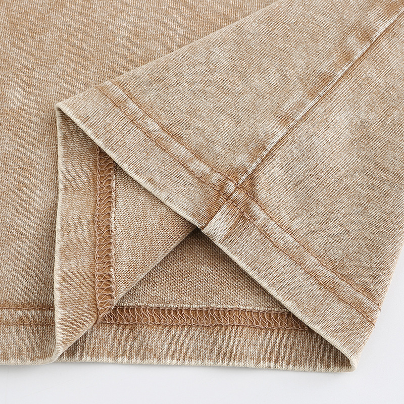 Camiseta de manga corta desgastada de peso pesado de algodón de 230g batik lavado hombros caídos de algodón retro camiseta suelta oversize