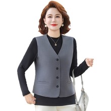 妈妈马甲西装外套女秋冬新款条纹西装背心正装工作服职业修身外穿