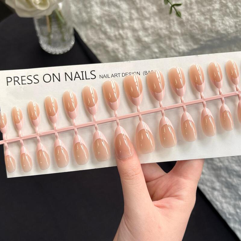 European and American cross-border foreign trade double-layer injection pink French gel soft nails 30 pieces medium almond nail patches Amazon TK European and American cross-border foreign trade double-layer injection pink French gel soft nails 30 pieces medium almond nail patches Amazon TK