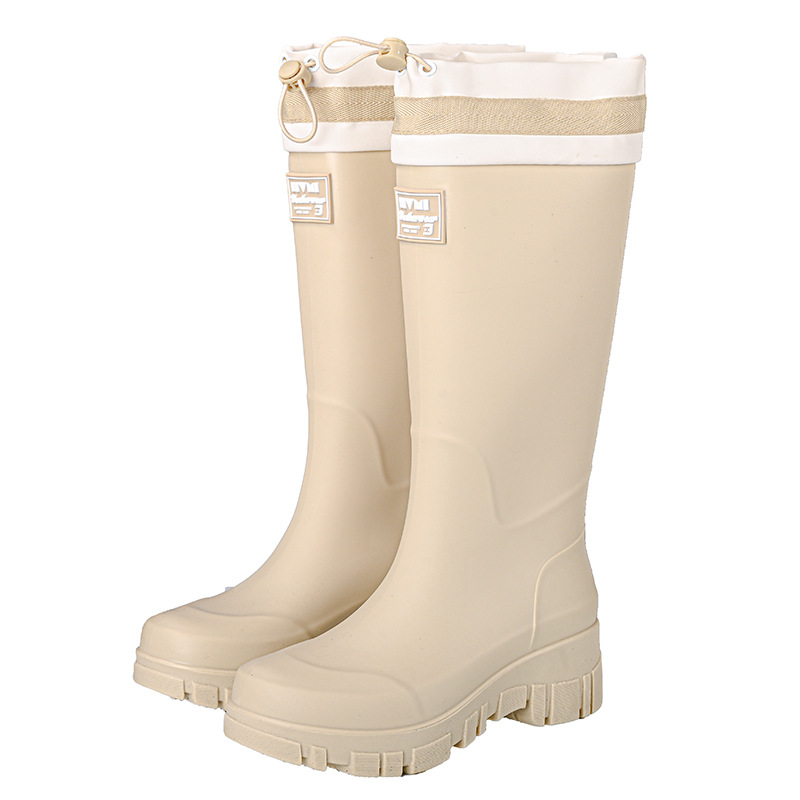 XBT-S600 여성용 하이 튜브 벨벳이 없는 베이지(끈 포함)