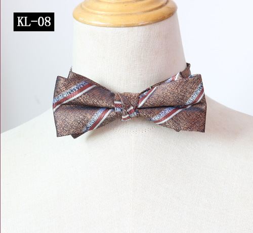 Lapel Tie Men's Formal Suit Evening Gown Gentleman Wedding British Retro Style Dark Brown Striped Fashion Butterfly Knot