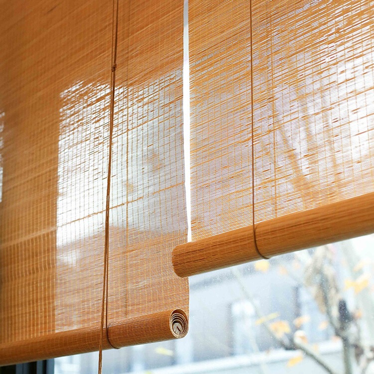 Bamboo Curtain Roller Shutter Door Curtain Partition New Chinese Style Summer Japanese Style Blackout Curtain Outdoor Tea Room Home Punch-Free