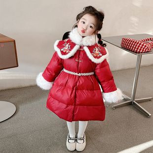 Girl's Down Jacket Winter 2024 New Style Girl's Thickened Warm Jacket Children's Baby's Autumn and Winter Top