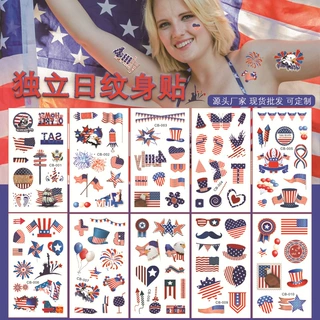 工厂现货跨境独立日纹身贴卡通独立节日派对diy临时防水贴纸纸制