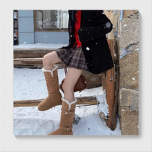 软皮版~两穿雪地靴女2024新款冬季厚底加绒加厚长筒靴保暖雪地棉