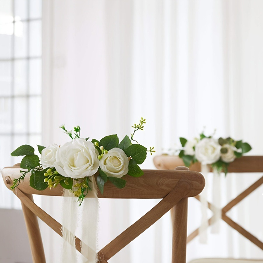 Sillas transfronterizas flores hechas a mano diy productos terminados festivales de bodas diseño de mesa de comedor de hotel decoración de escena de flores de simulación