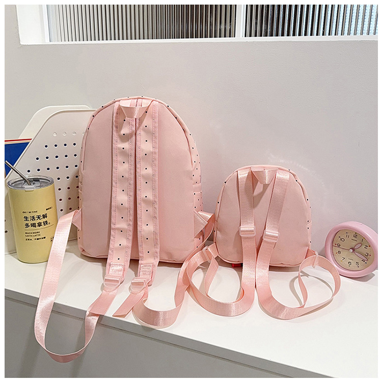 Indigo Smoke Mesh Bunny Ear Student Backpack Japanese Style Cute Girls School Bag High-Value Casual Versatile Travel Shoulder Backpack