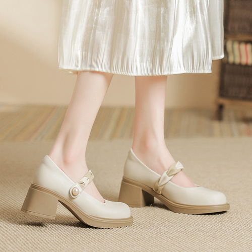 Mary Jane shoes for women  new spring and autumn British style shoes with skirts flat French shallow mouth small leather shoes summer