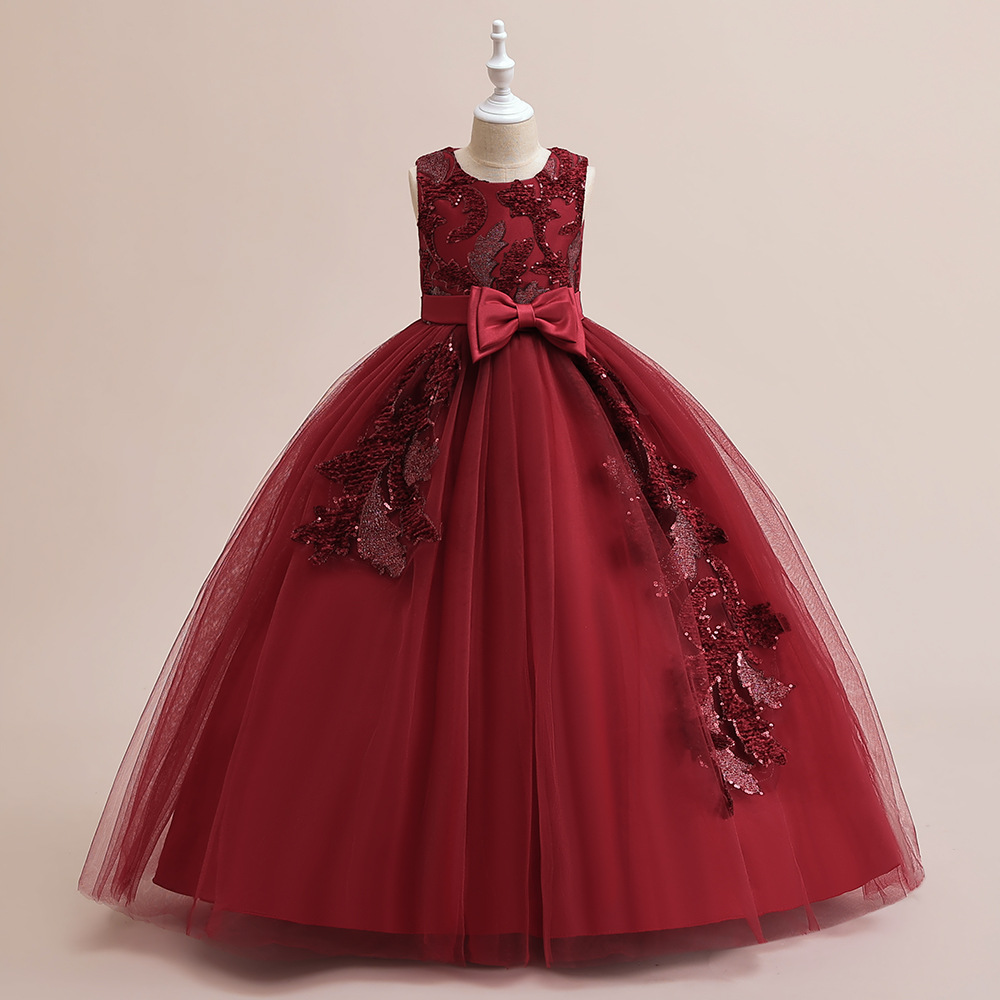 2024 nuevos niños vestido de malla princesa vestido niñas vestido largo anfitrión pasarela fiesta transfronteriza exclusivo