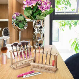 木质6槽展示架眉笔架画笔刷架收纳摆台式储存架学校办公室钢笔架