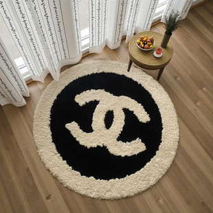 Tweed Style Bedroom Bedside Blanket Live Room Mirror Photo Round Floor Mat French Flocking Trendy Brand Living Room Carpet