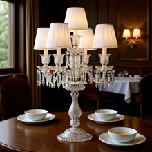轻奢浪漫温馨客厅酒店餐厅婚庆水晶台灯欧式别墅可调光卧室床头灯
