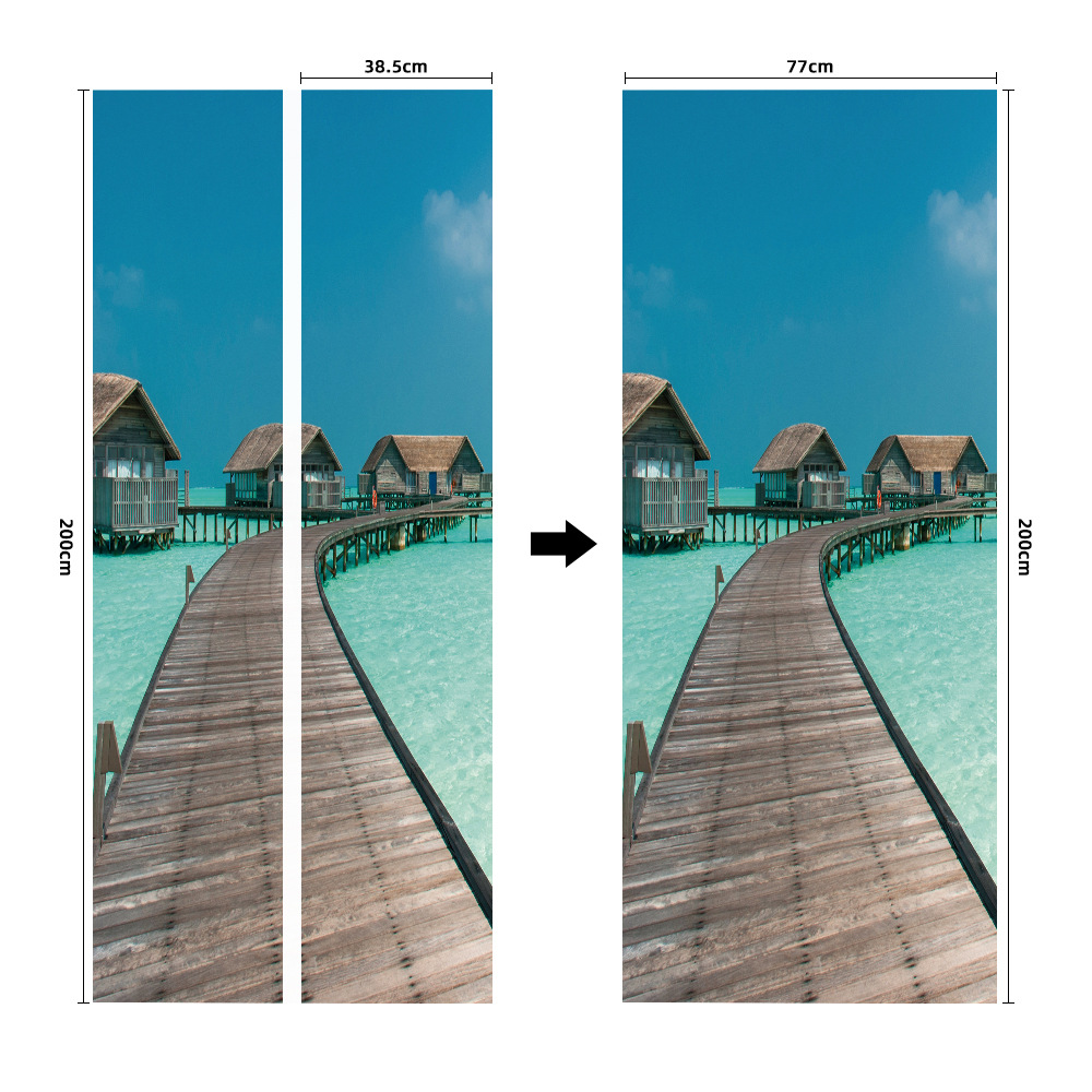 Pegatinas para puertas 3D respetuosas con el medio ambiente, autoadhesivos, fabricantes de origen al por mayor, patrones populares transfronterizos de alta definición, adhesivos para puertas impermeables, a prueba de aceite y antiincrustantes