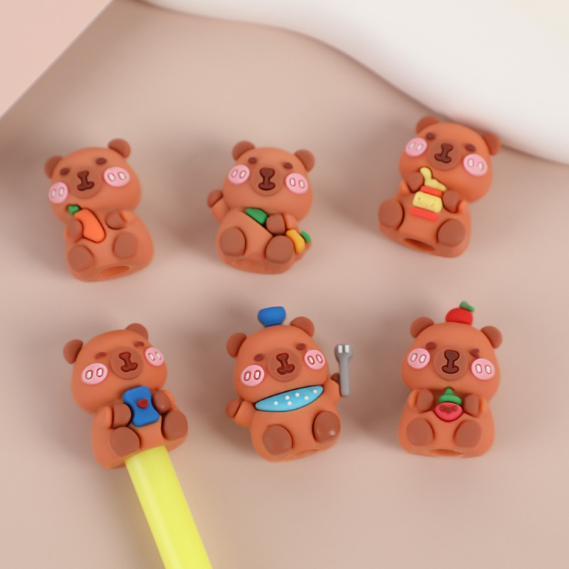 创意卡皮巴拉笔帽可爱中性笔铅笔帽学生萌宠动物书写签字笔小配件|undefined