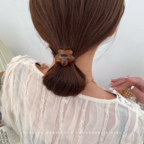 Ink pattern hairband beaded headband women's flower rubber band acrylic hair accessories texture temperament hair rope high elastic headband
