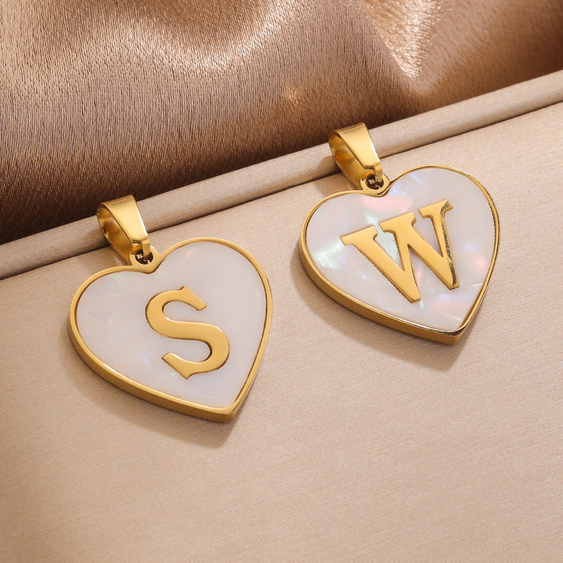 22*29mm Jewelry Making Size 1 Piece 22*29mm 304 Stainless Steel Shell Letter Heart Shape Polished Pendant
