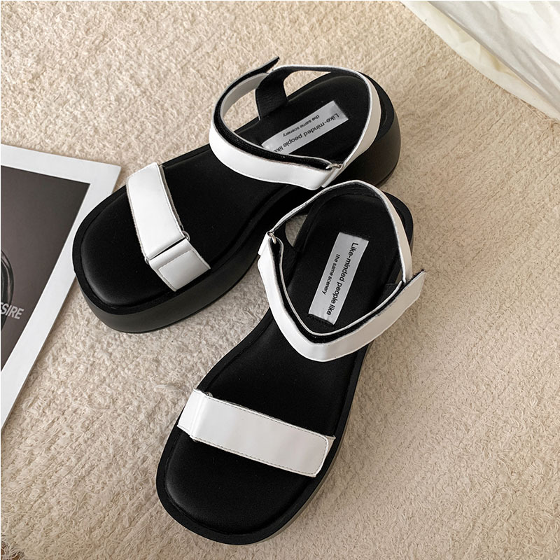 Soft leather fashionable casual sandals platform wedge heel with a…