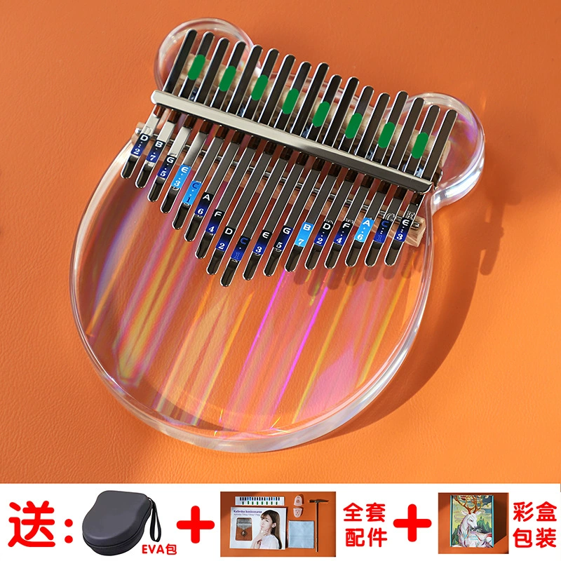 Thumb Kalimba (Kalinba) 17- or 21-Note Transparent Crystal, Beginner Finger Piano