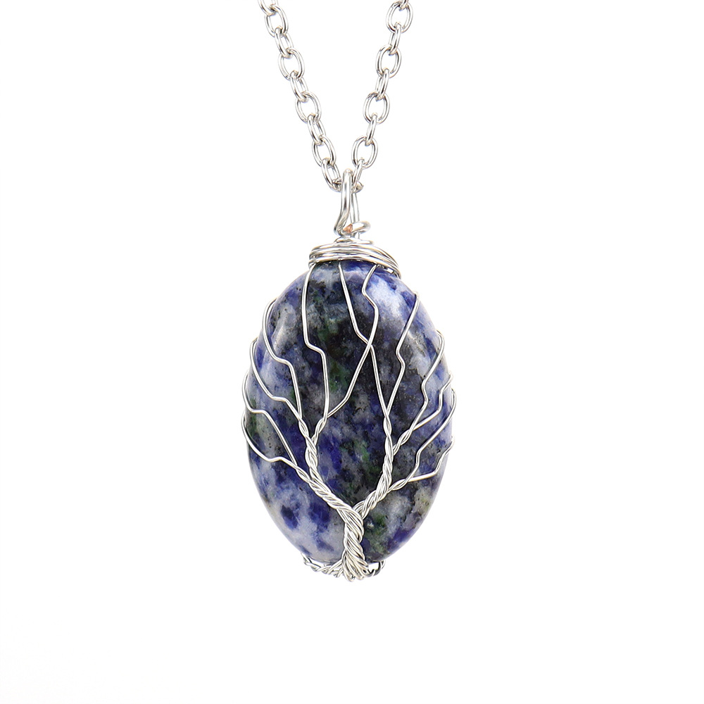 Leaf Pattern Women'S Gender Simple Style Leaf Alloy Natural Stone Knitting Pendant Necklace