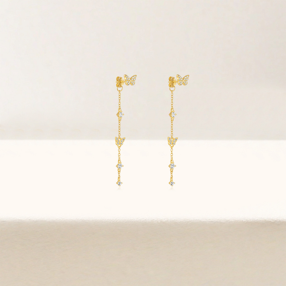 5g Weight 925 Sterling Silver Ear Needle Material Zircon Inlay Material Drop Earrings, Earrings Classification 1 Pair Quantity Holiday, Daily Occasion 925 Sterling Silver Material Geometric, Four Leaf Clover, Tassel, Butterfly Pattern Women's Gender Simple Style Style Tassel, Inlay Craft 1 Pair 925 Sterling Silver Geometric Four Leaf Clover Tassel Zircon Drop Earrings Earrings 10
