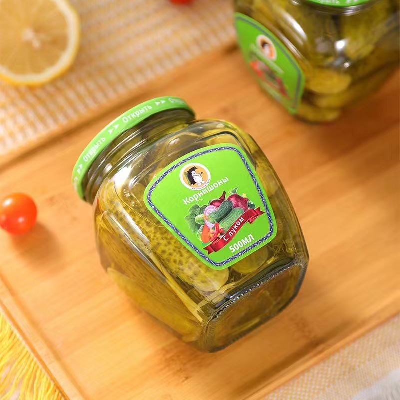 Original imported Russian-style pickled cucumber ready-to-eat canned pickled pickles 500g/bottle Russian-style breakfast side dishes