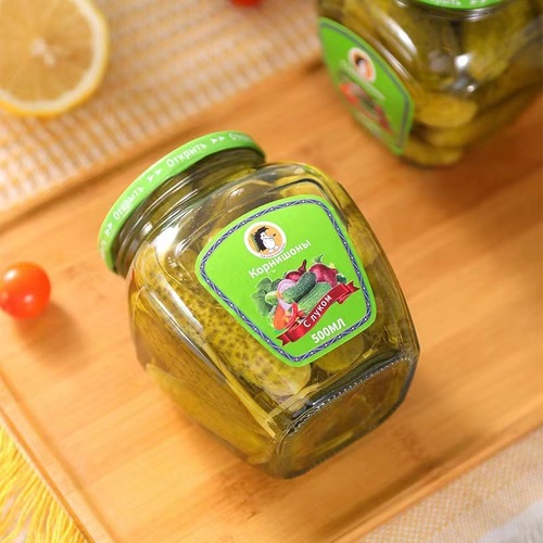 Original imported Russian-style pickled cucumber ready-to-eat canned pickled pickles 500g/bottle Russian-style breakfast side dishes