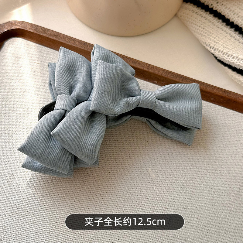 2025 新しい韓国スタイルの女性用ダブルリボンヘアピン、後頭部用のハイエンドツイストクリップ、サメクリップ、ヘアピン|undefined