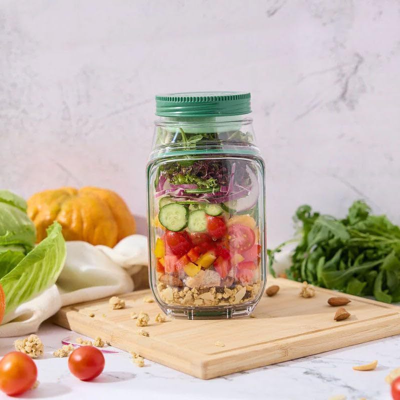 Salad jars with lids Lids meal prep 带防漏沙拉酱调味盒沙拉罐|undefined